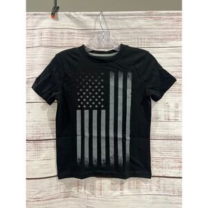 Arizona Jean Co Boys Black Distressed American Flag Graphic T-Shirt Size S 8